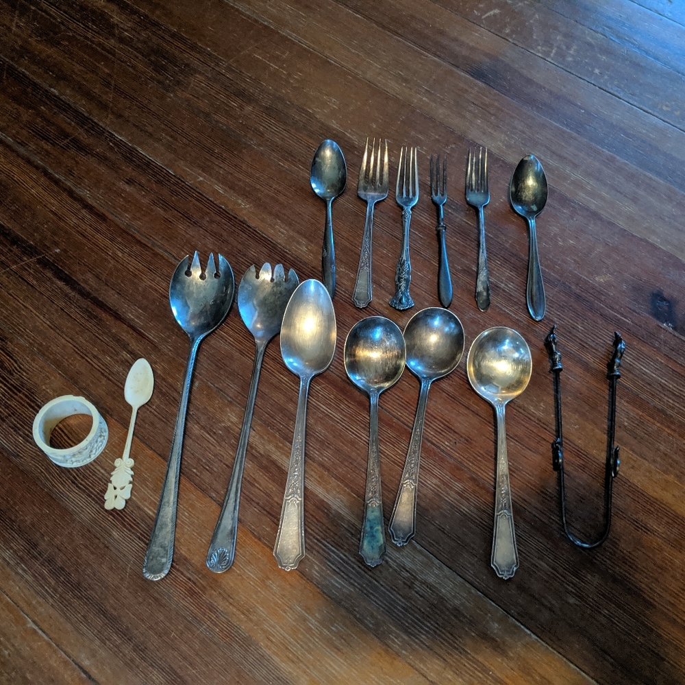 Silver and ivory silverware bundle